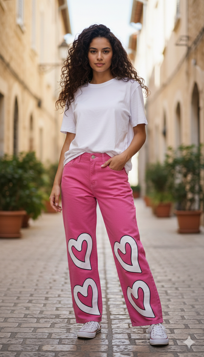 Abstract Print Straight-Leg Trousers