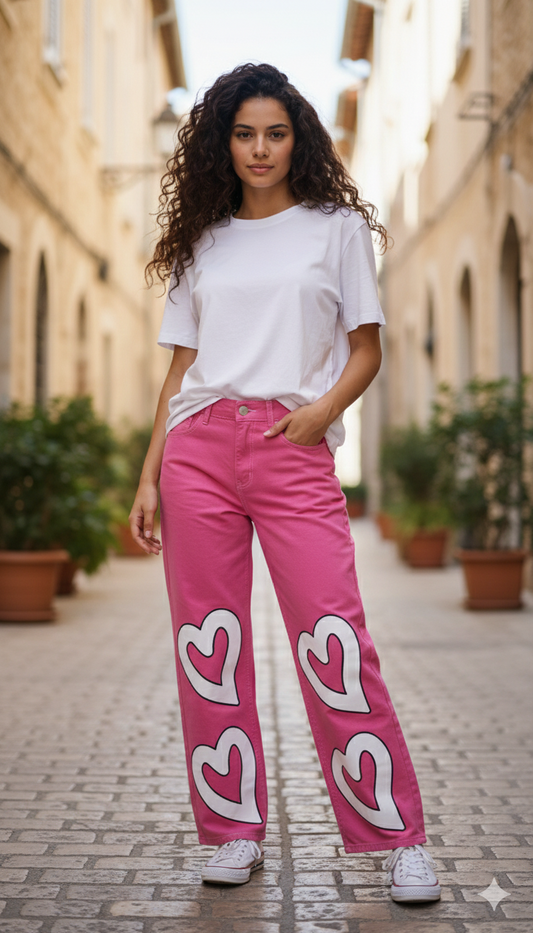 Abstract Print Straight-Leg Trousers