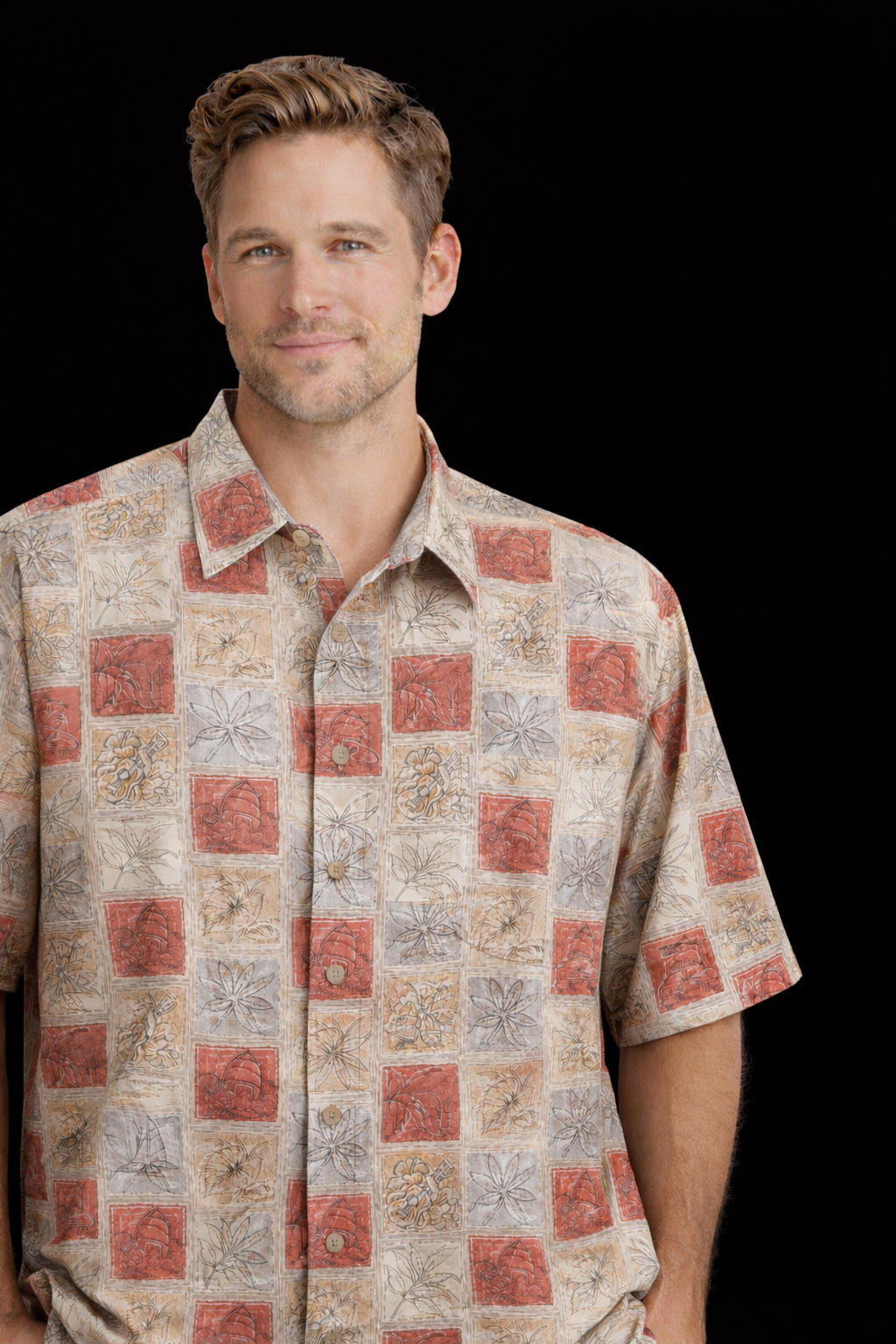 Pierre Cardin Tropical Print Button-Down Shirt – 100% Cotton – Men’s XXL-Made-in-Korea