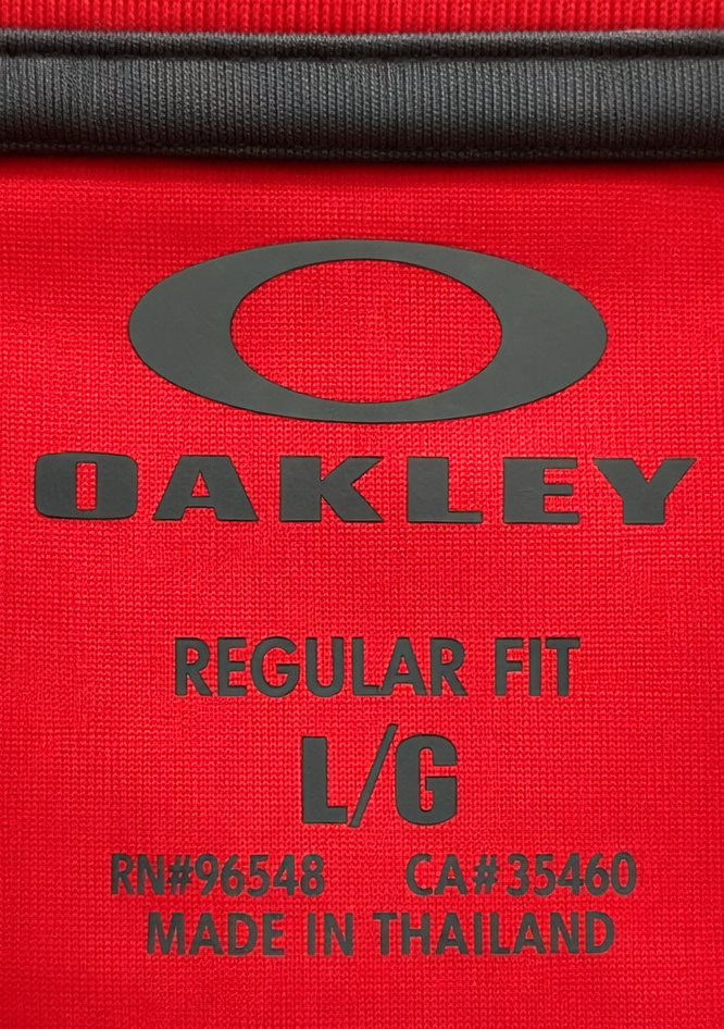 Oakley Performance Golf Polo- Red Gray Geometric-Regular Fit L- Made in Thailand