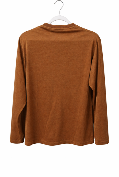 LECALEI Men's Brown Check Knit Long Sleeve Shirt Estate Logo Size 52 New Tag