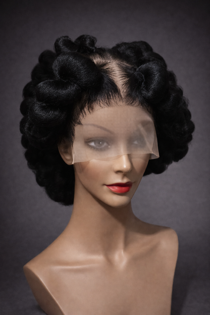 Black Bantu Knots Lace Front Wig Glueless Braided Style